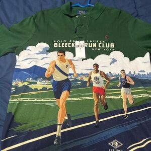 Polo by Ralph Lauren Green and Blue Graphic Men's Polo